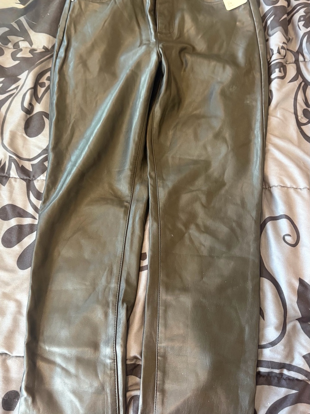 Free People Black Faux Leather Bootcut Pants